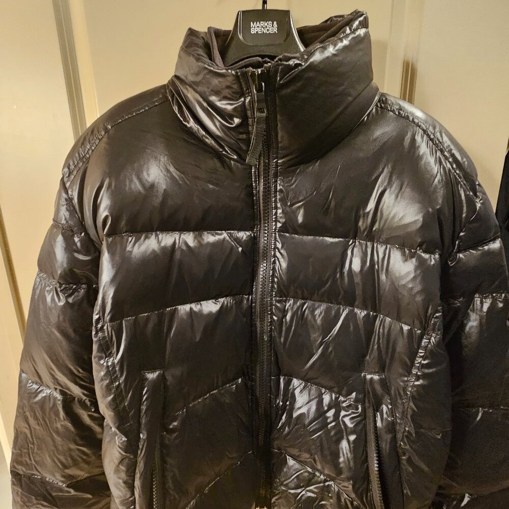 S13/NYC Men's Down Puffer Jacket, Gloss Black